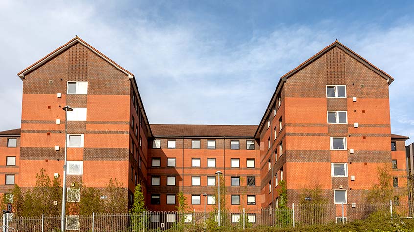 An external shot of Nixon Court student accommodation