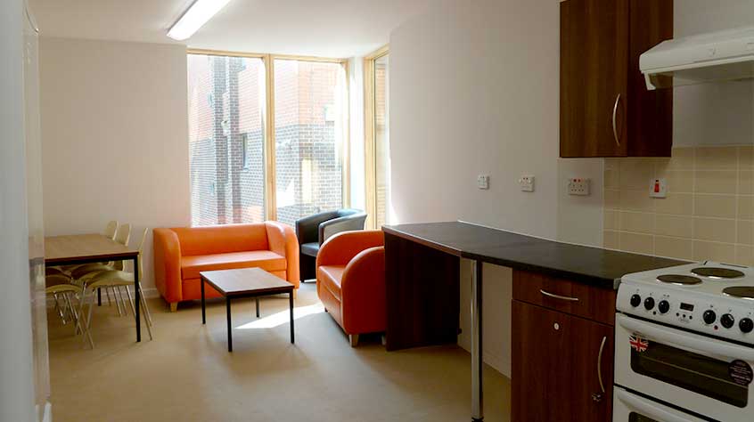 An internal shot of Nixon Court student accommodation