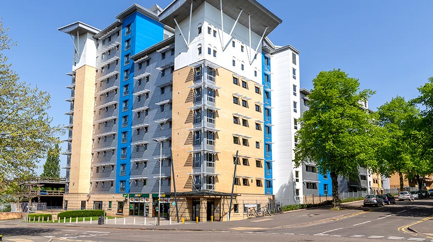 An external shot of Opal Court student accommodation