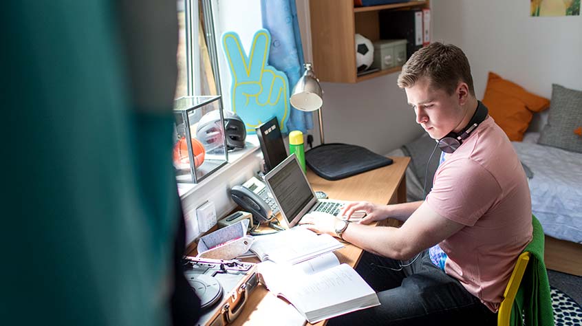 An interior shot of John Foster Pavillions student accommodation