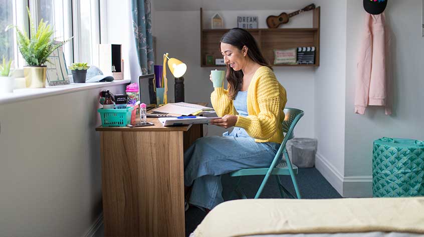 An interior shot of Knighton Court student accommodation