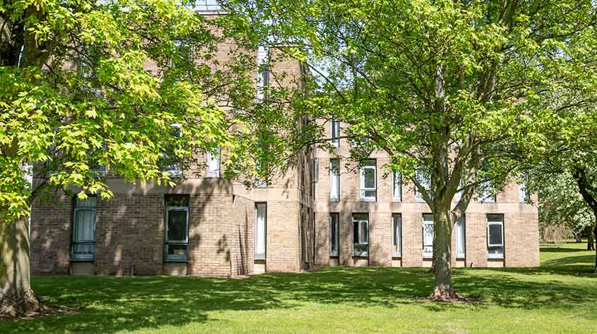 external shot of Lasdun student accommodation