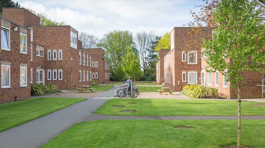 An external shot of Southmeade Court student accommodation