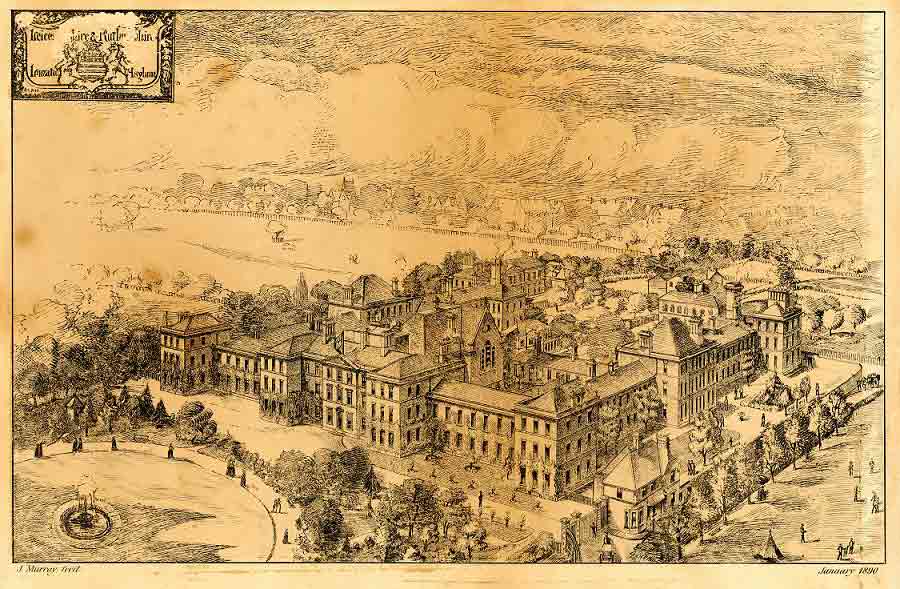 1890 drawing of the Asylum by James Murray.