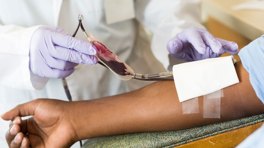 A person donating blood
