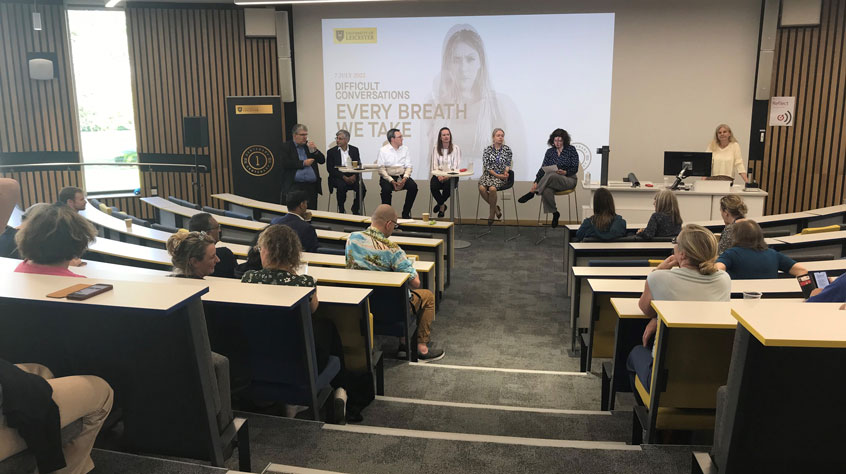 Professor Sarah Davies, Head of the College of Science and Engineering introduces the panel members