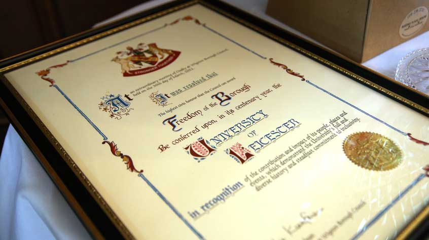 Freedom of Borough certificate 