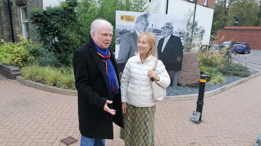 Michael Attenborough and wife Karen outside his grandfather's house