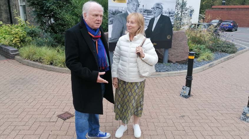 Michael Attenborough and wife Karen outside his grandfather's house
