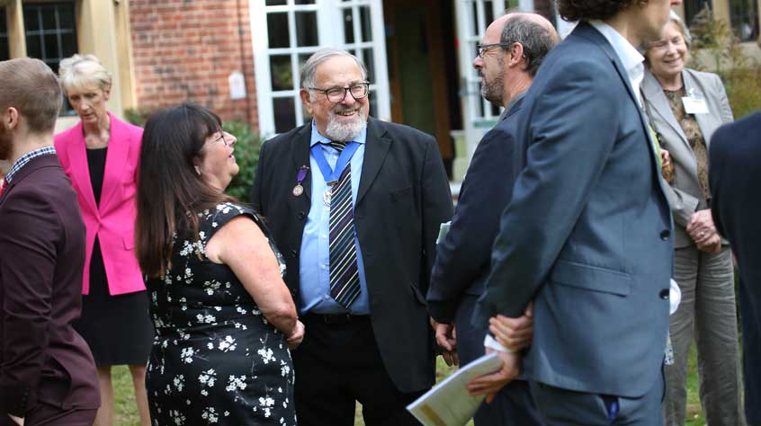 Mayor of Oadby and Wigston talking to crowd