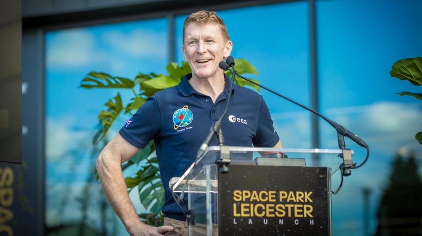 ESA astronaut Major Tim Peake at the launch event for Space Park Leicester.
