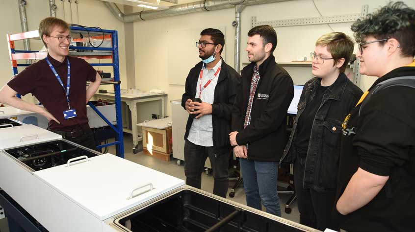 Visitors to the Space Park Leicester launch event being shown around the facilities.