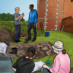 Illustration of fieldwork taking place at Bradgate Park