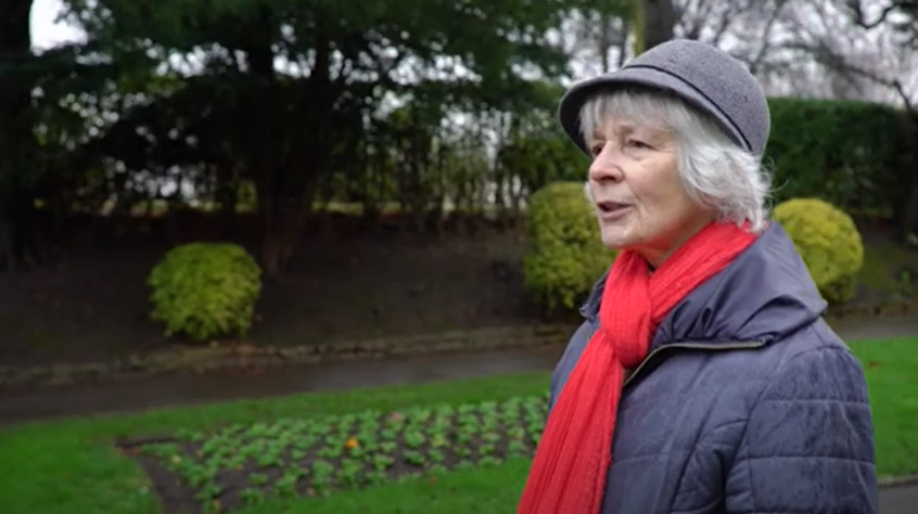 Virginia Wright walking in Victoria Park in Leicester