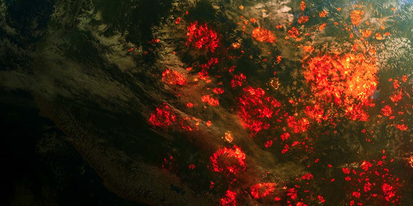 abstract image of ecological disaster from space