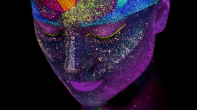 a styled image of a woman's face