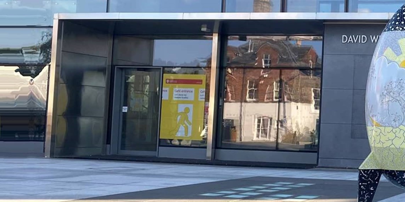 Betti's rocket outside of David Wilson Library on University of Leicester Campus