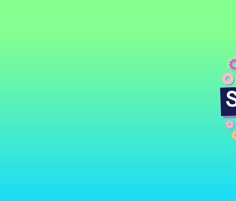 Bright background with a circle of flowers in the middle, with the word 'Springfest' in the middle of the circle.