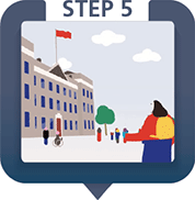 Step 5 - People outside a university building