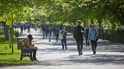 students walking in victoria park