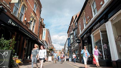 people shopping in leicester city centre