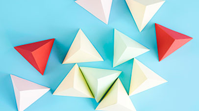 Photo of colourful paper pyramids