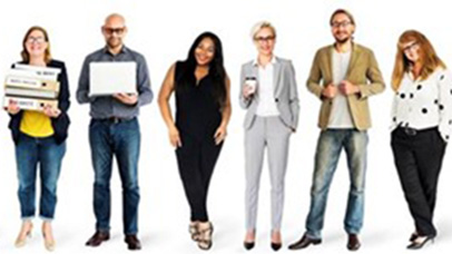 A selection of people in a line