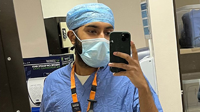 Amardeep Sidki in scrubs