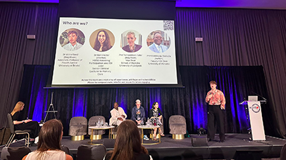 Panel discussion at ASME Conference. Image shows four panel speakers and a facilitator.
