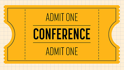 Decorative. Yellow ticket for a conference