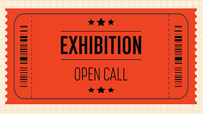 Decorative. Red ticket for an exhibition