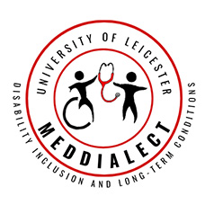 Logo for Meddialect representing both visible and invisible disability, and long term conditions
