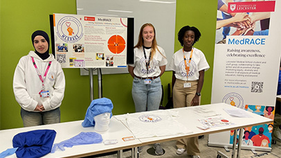 Students at the Medrace open day stand