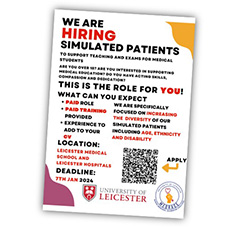Recruitment poster for patient simulators