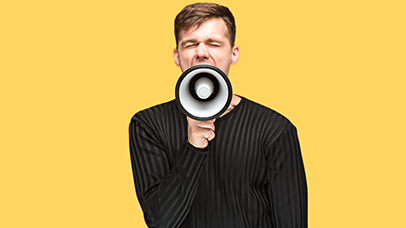 Man with megaphone