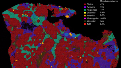 EDS compositional map of Isle of Rum peridotite and Mars Analogue