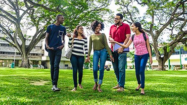 Students walking outside the University of West Indies