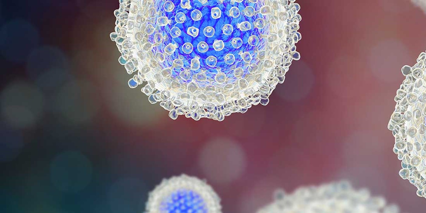 abstract microscopic view of hepititis c virus particles