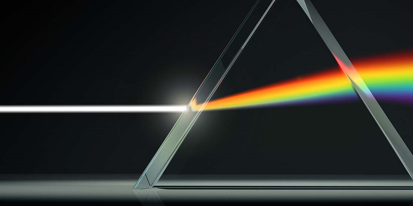 prism splitting light into colour spectrum