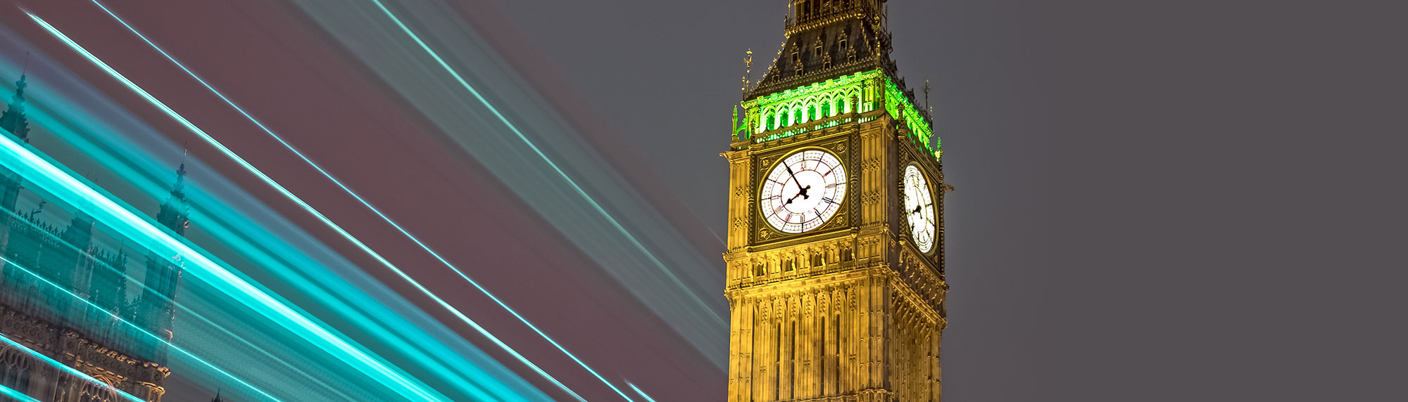 stylised shot of big ben from the street at night