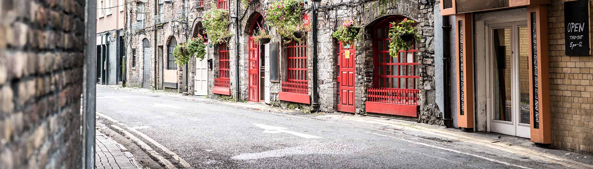 an old street with cobbled pavements