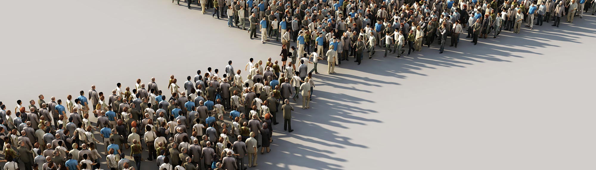 abstract image of a large group of people communicating to another