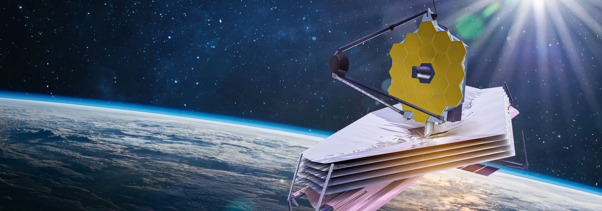 image of a satellite orbiting above the earth
