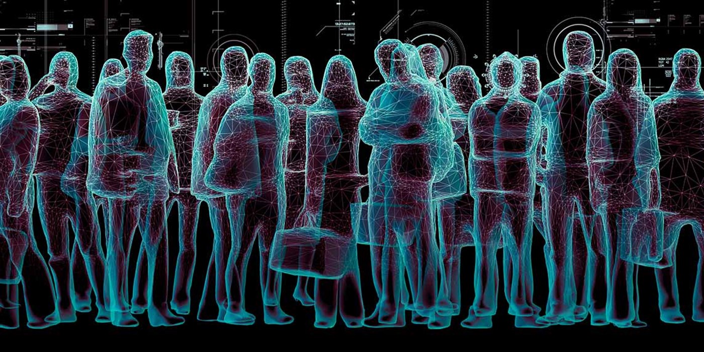 abstract image of a crowd of people through an xray scanner