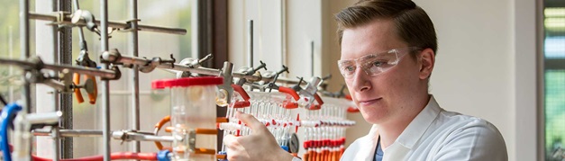 student in a lab
