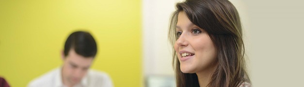 smiling student in class