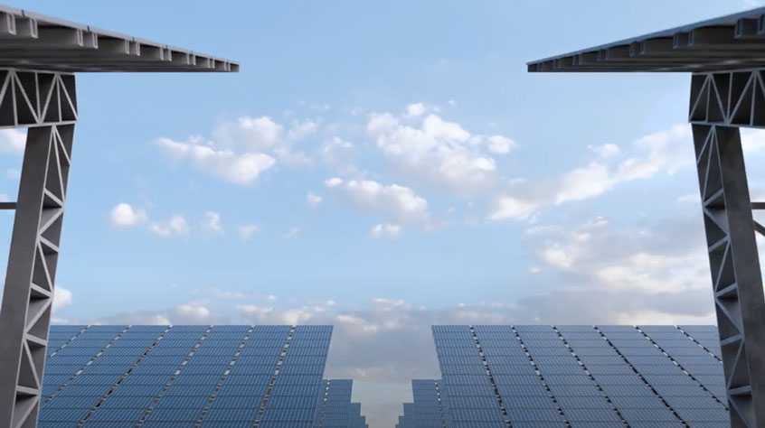 Large roof covered in solar panels.