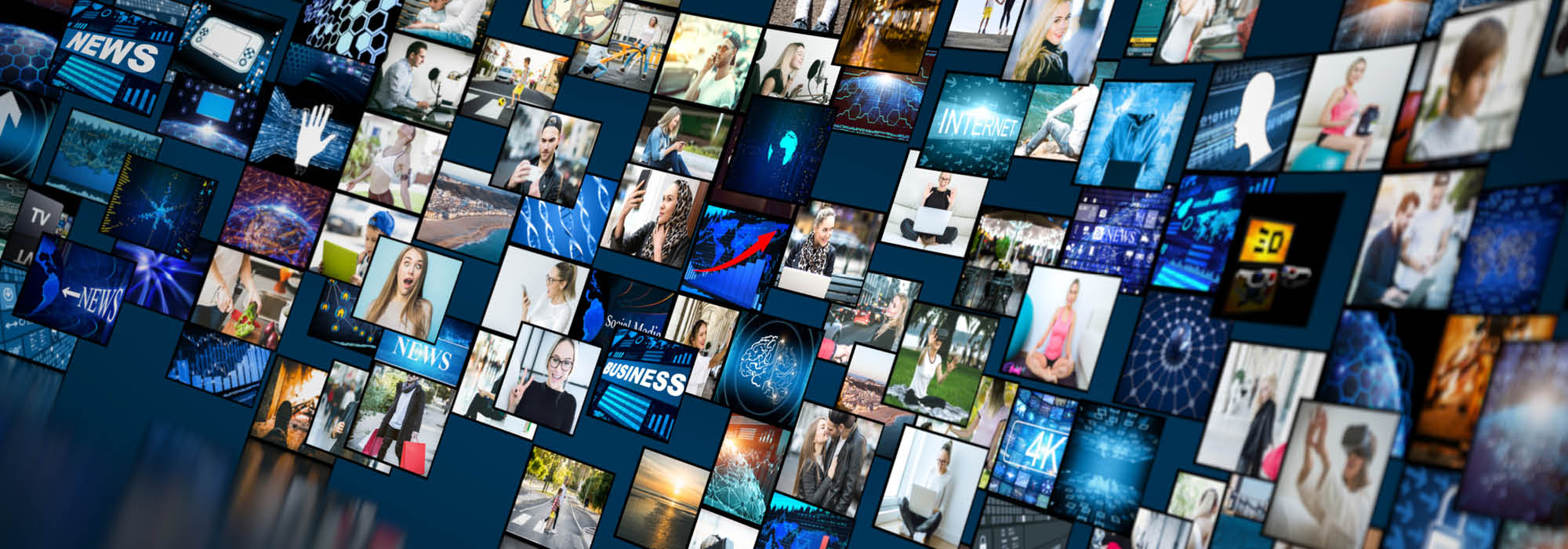 Video wall with small screens digital concept.