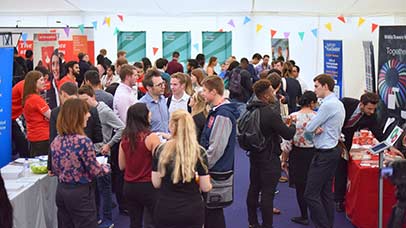 students at a careers fair