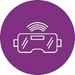Purple circle icon with game holder console